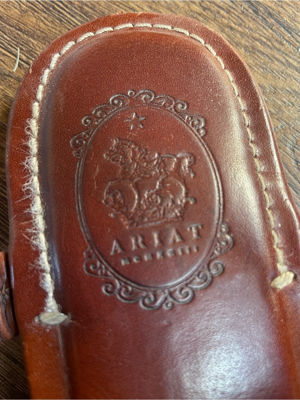 Ariat Rare Chestnut Brown Leather Logo Sandal Equestrian Horse Bit Detail Size 9 - Picture 6 of 9